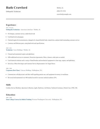 Orthopedic Technician Resume