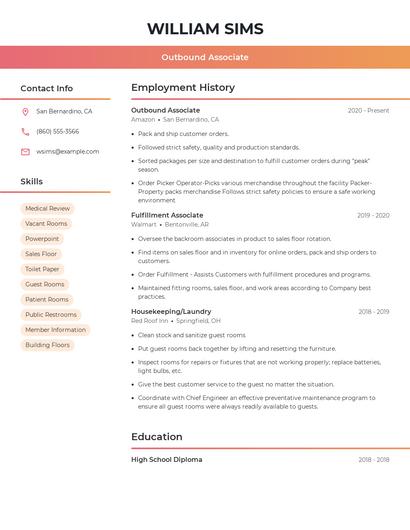 Outbound Associate Resume
