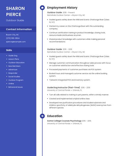 Outdoor Guide Resume