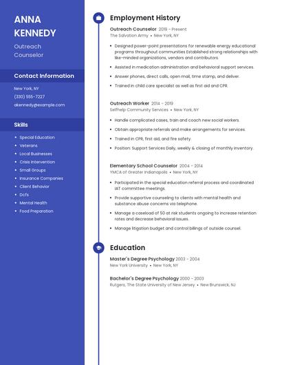 Outreach Counselor Resume