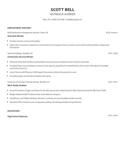 Outreach Worker Resume