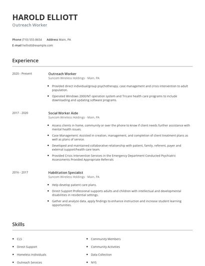 Outreach Worker Resume