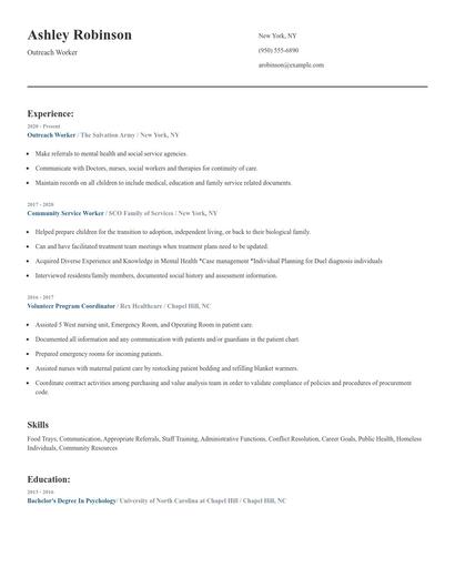 Outreach Worker Resume