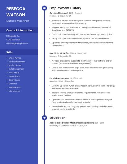 Outside Machinist Resume