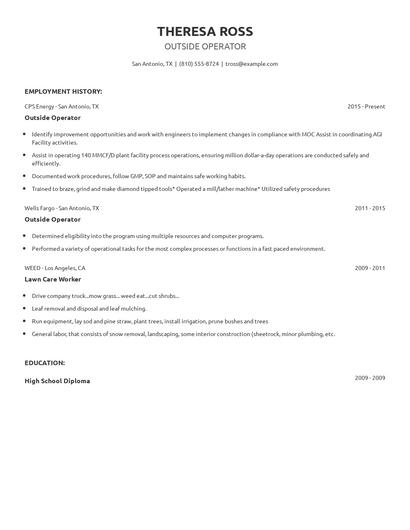 Outside Operator Resume