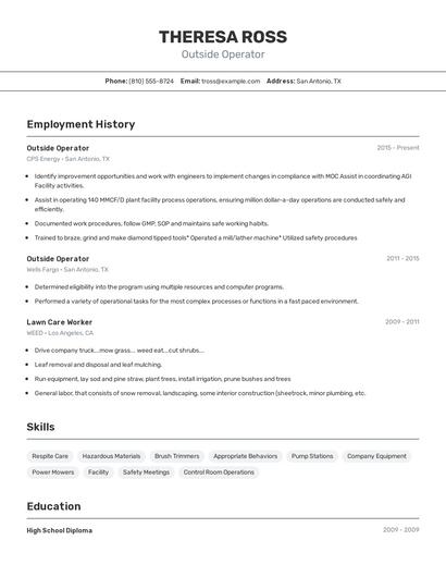 Outside Operator Resume