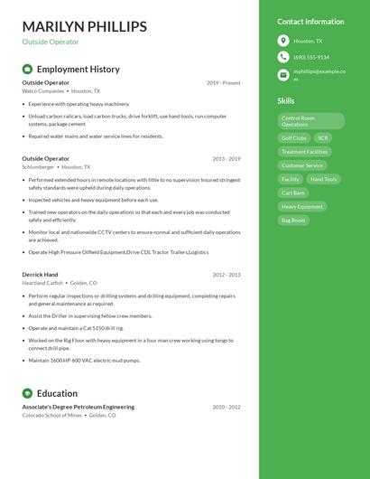 Outside Operator Resume