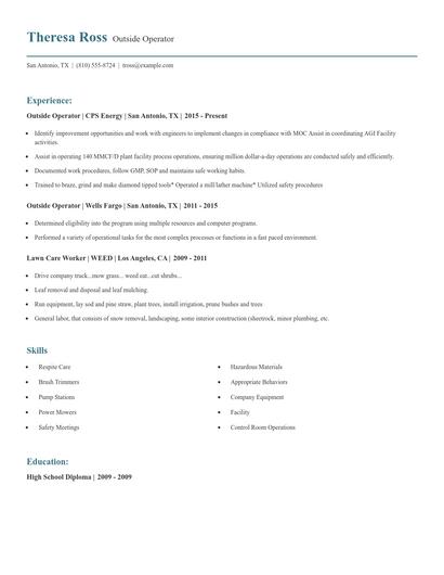 Outside Operator Resume