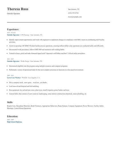 Outside Operator Resume