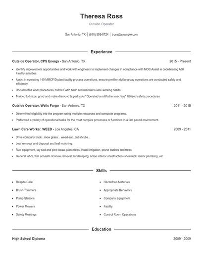 Outside Operator Resume