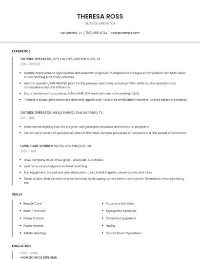 Outside Operator Resume