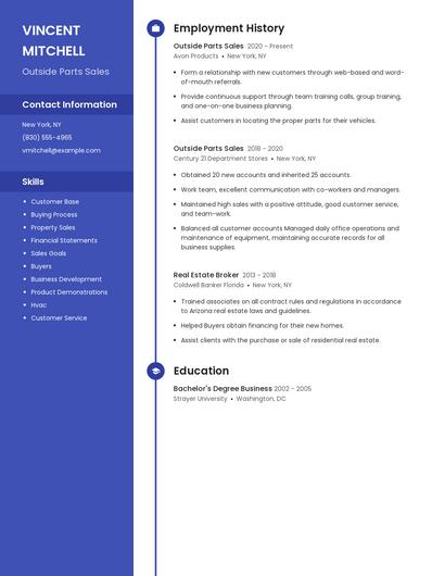 Outside Parts Sales Resume