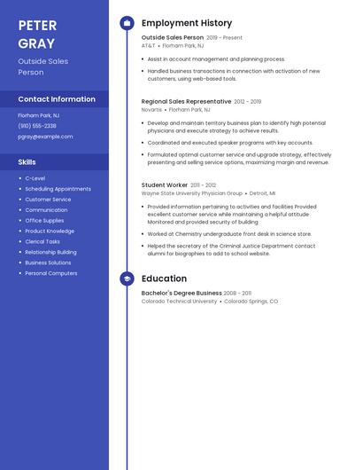 Outside Sales Person Resume