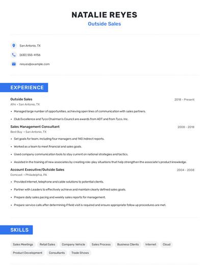 Outside Sales Resume