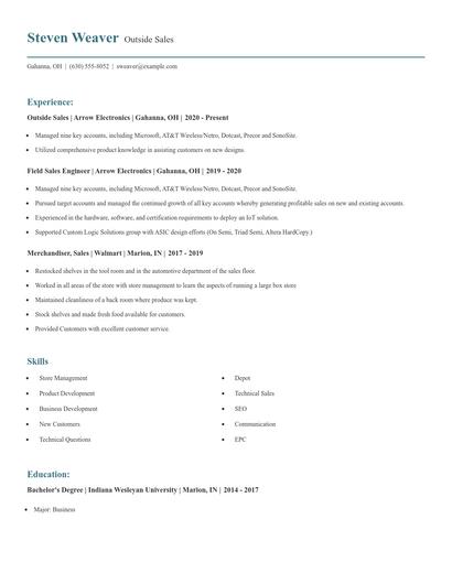 Outside Sales Resume
