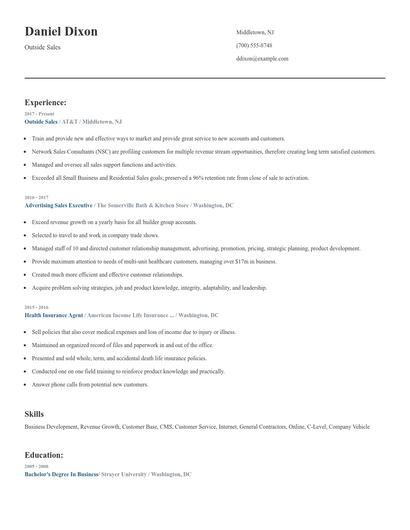 Outside Sales Resume