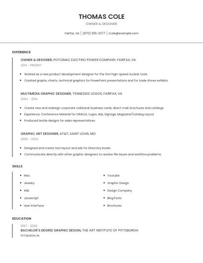 Owner & Designer Resume