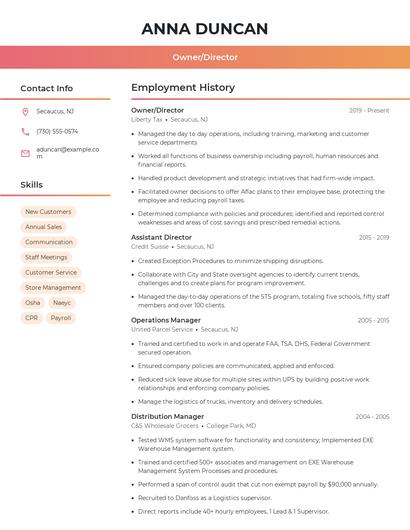 Resume example 3