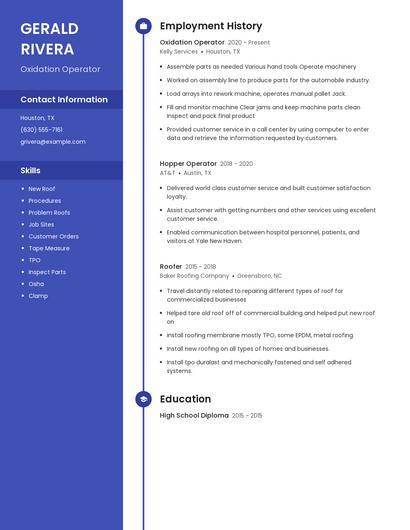 Oxidation Operator Resume