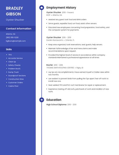 Oyster Shucker Resume