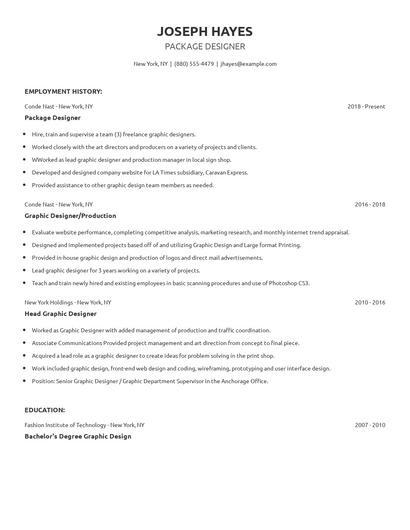 Package Designer Resume