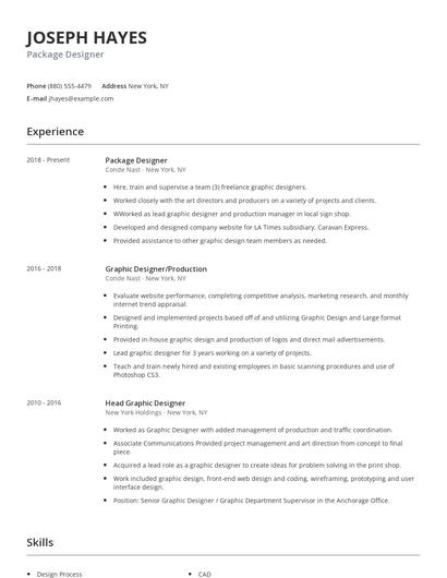 Package Designer Resume
