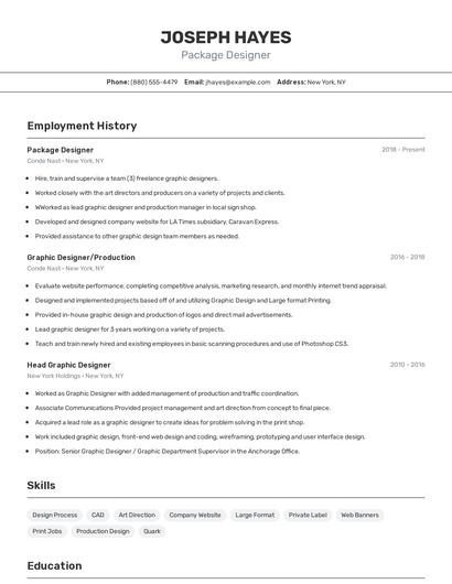 Package Designer Resume