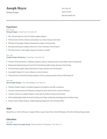 Package Designer Resume