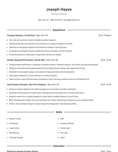 Package Designer Resume
