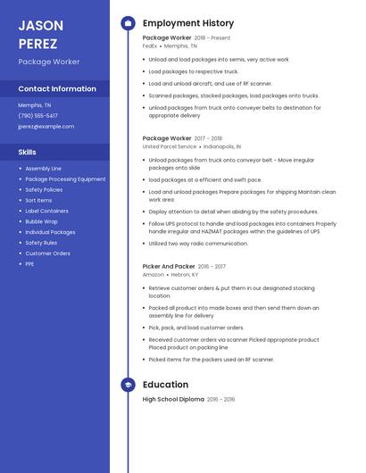 Package Worker Resume