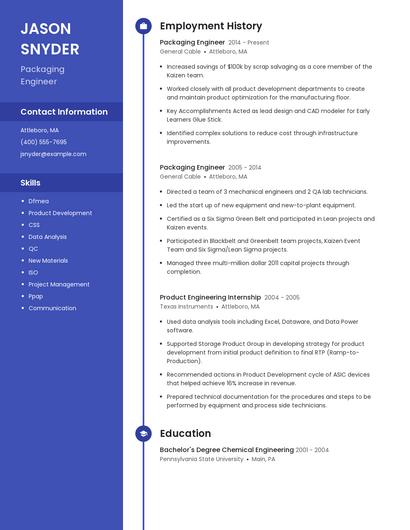 Packaging Engineer Resume