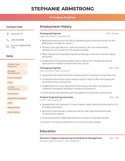 Packaging Engineer Resume
