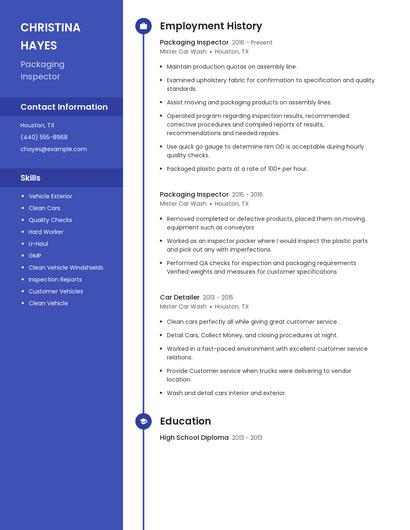 Packaging Inspector Resume