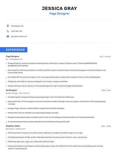 Page Designer Resume
