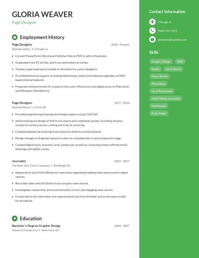 Page Designer Resume