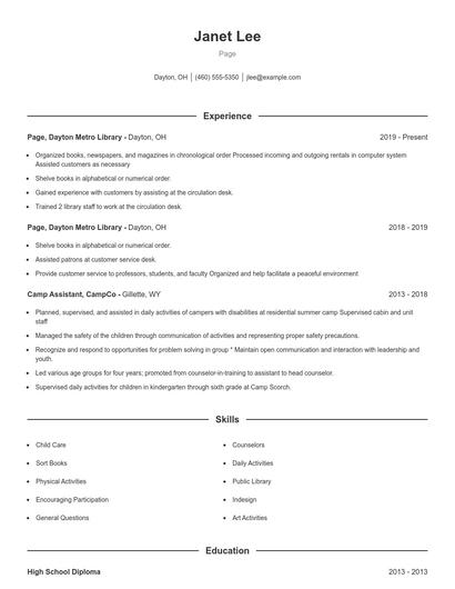 Resume example 1