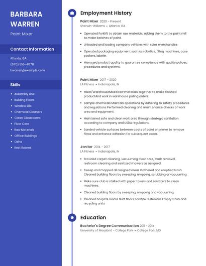 Paint Mixer Resume