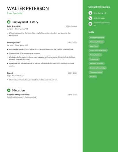 Paint Specialist Resume