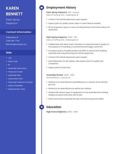 Paint Spray Inspector Resume