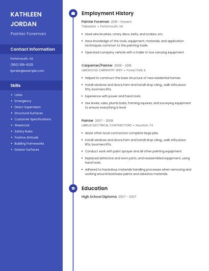 Painter Foreman Resume