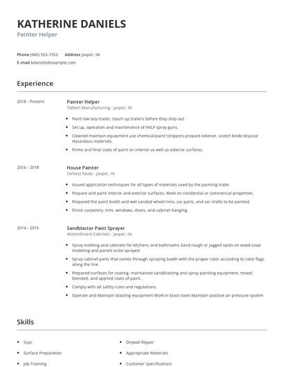 Painter Helper Resume