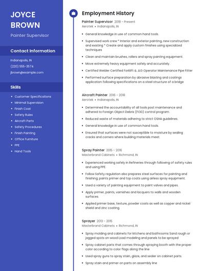 Painter Supervisor Resume