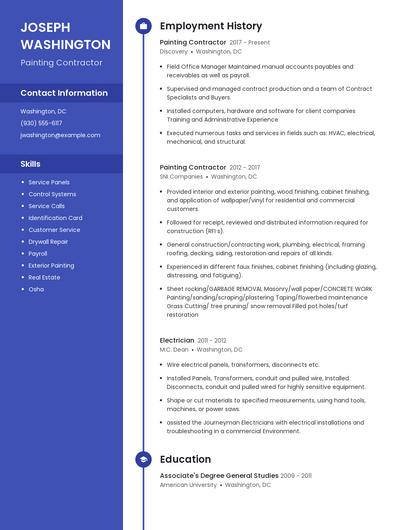 Painting Contractor Resume