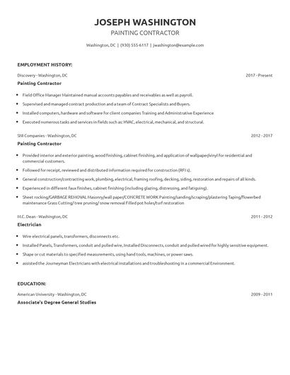 Painting Contractor Resume