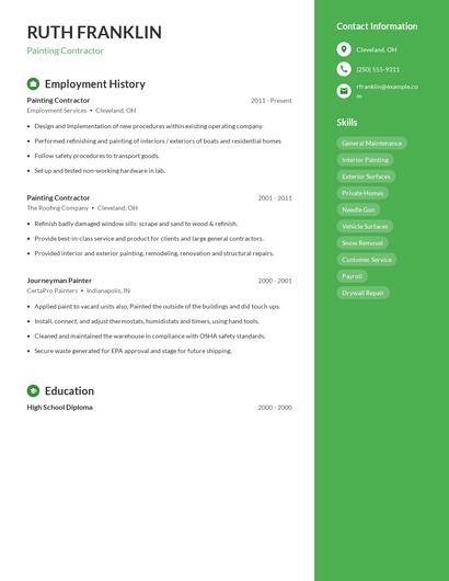 Painting Contractor Resume