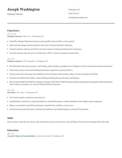 Painting Contractor Resume
