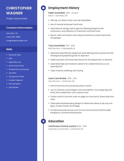 Pallet Assembler Resume