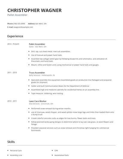 Pallet Assembler Resume