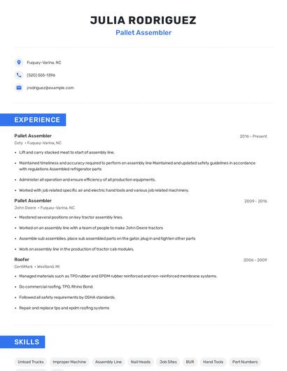 Pallet Assembler Resume