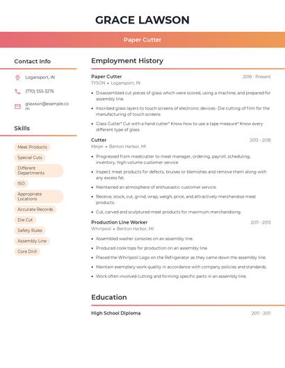 Paper Cutter Resume